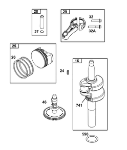 Crankshaft Group Diagram and Parts List for 121S0B-0071-F1  Briggs and Stratton Engine
